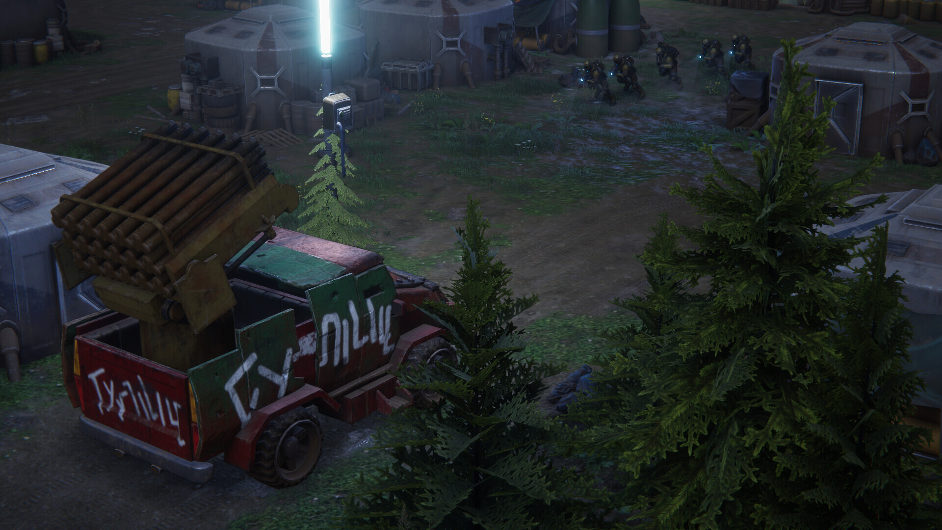 A modified truck with a rocket battery in Menace.