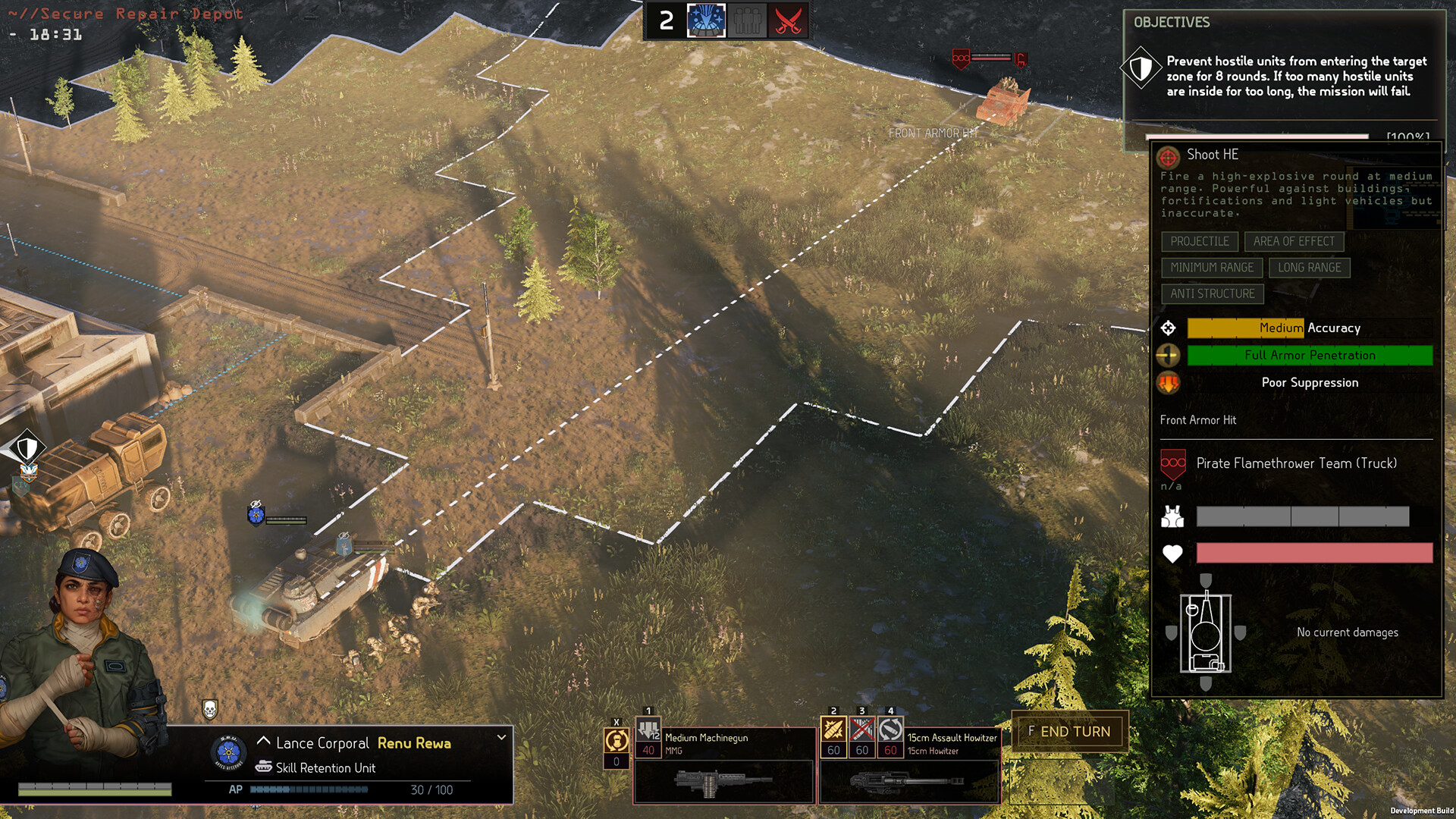 Activating a unit during a mission in Menace.