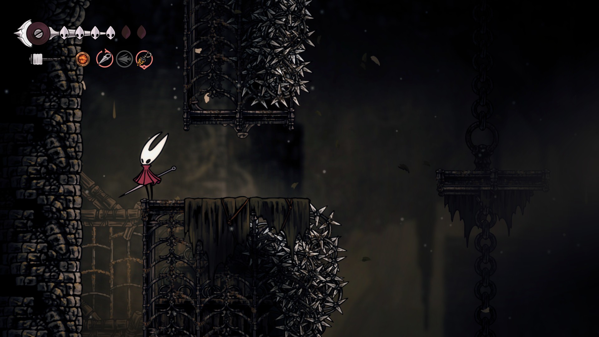 A series of images showing a shortcut to the Sinner's Road bench jumping puzzle in Hollow Knight: Silksong.
