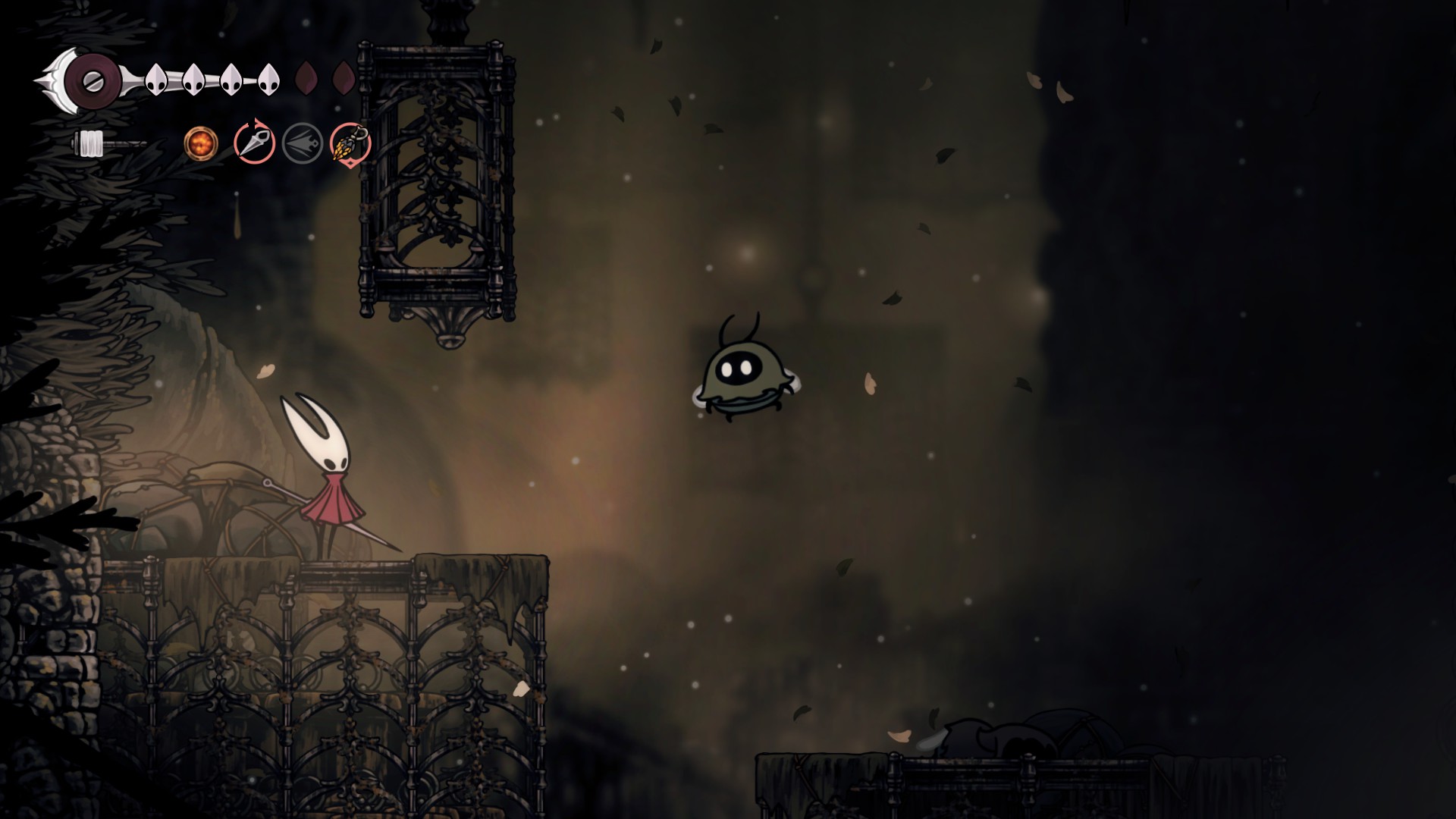 A series of images showing a shortcut to the Sinner's Road bench jumping puzzle in Hollow Knight: Silksong.