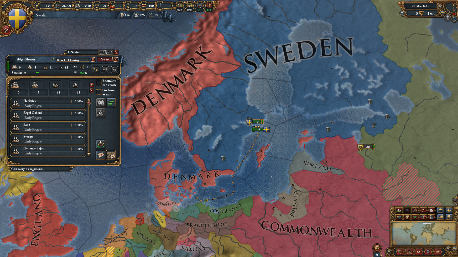 A map of Scandinavia in EU4.