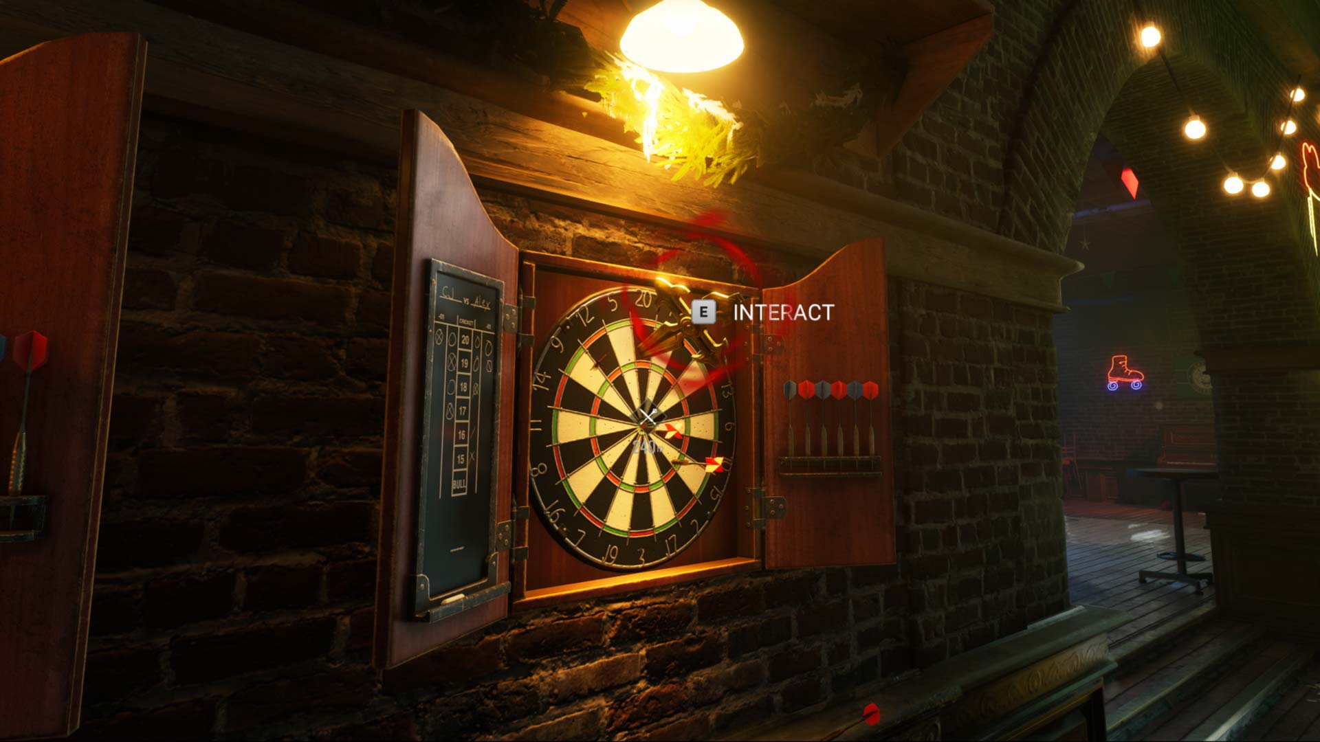 Bloodlines 2 Cross of Saint James guide - A dart board in Hole in the Wall