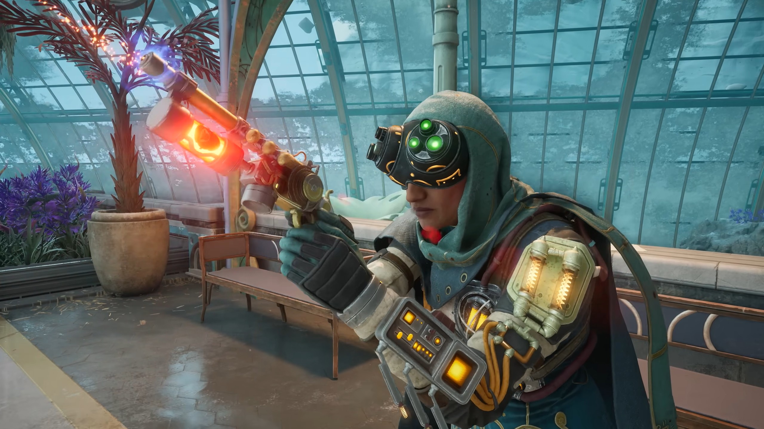 The Outer Worlds 2 - Marisol aiming an energy pistol