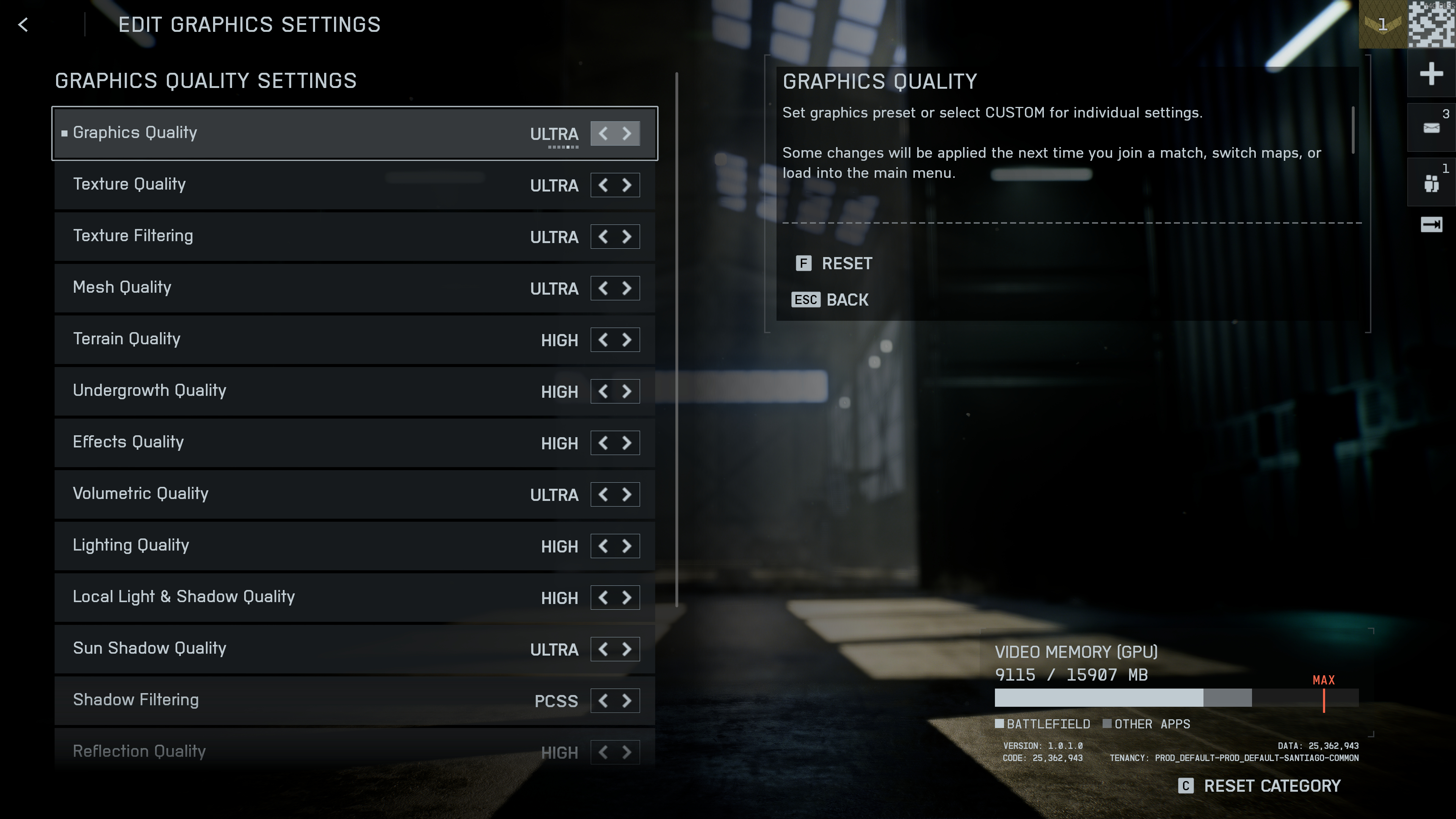 Graphics setting menus in Battlefield 6, showing various upscaling and graphics options