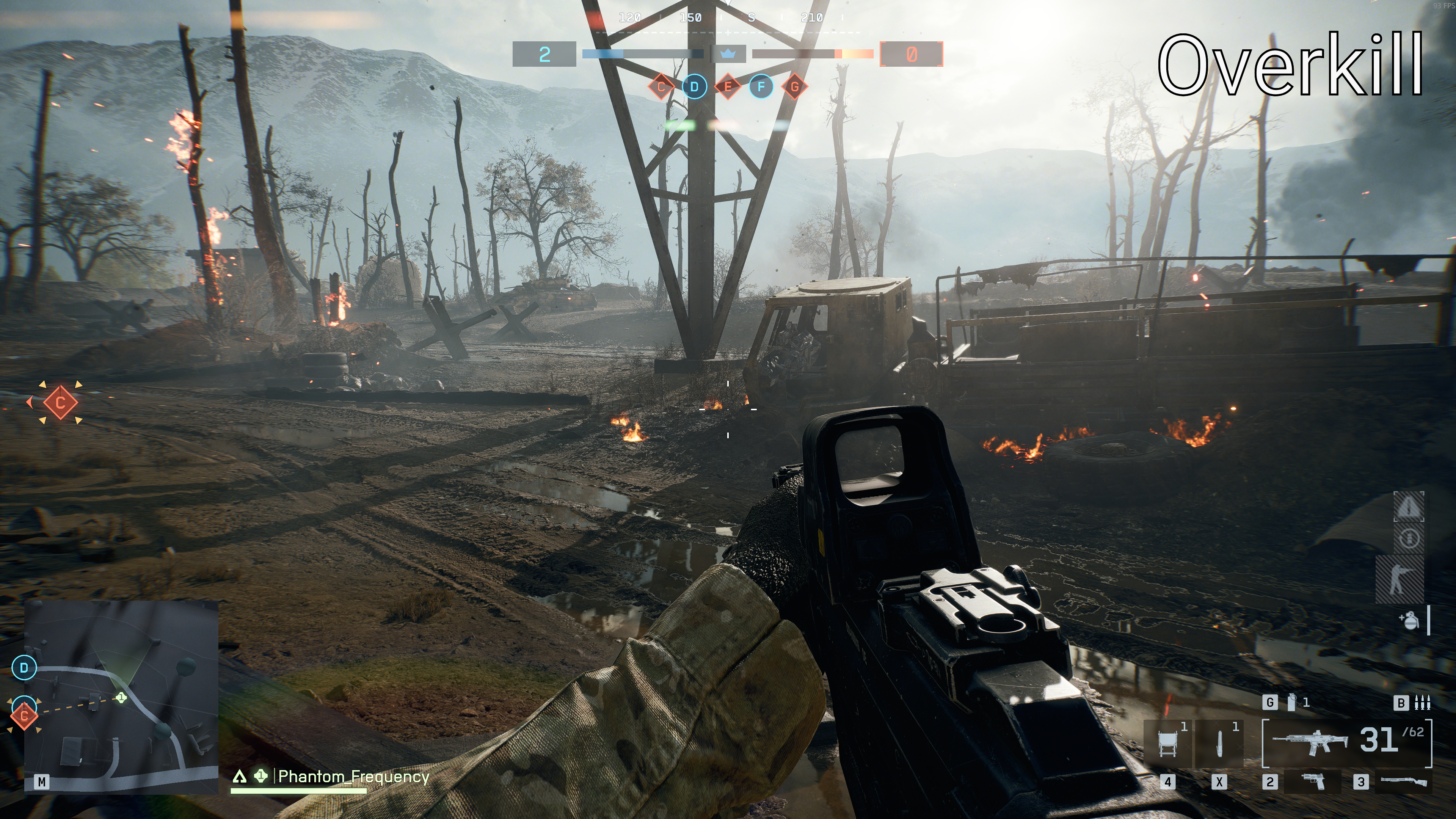 A selection of of image comparison screenshots in Battlefield 6, from Low to Overkill settings