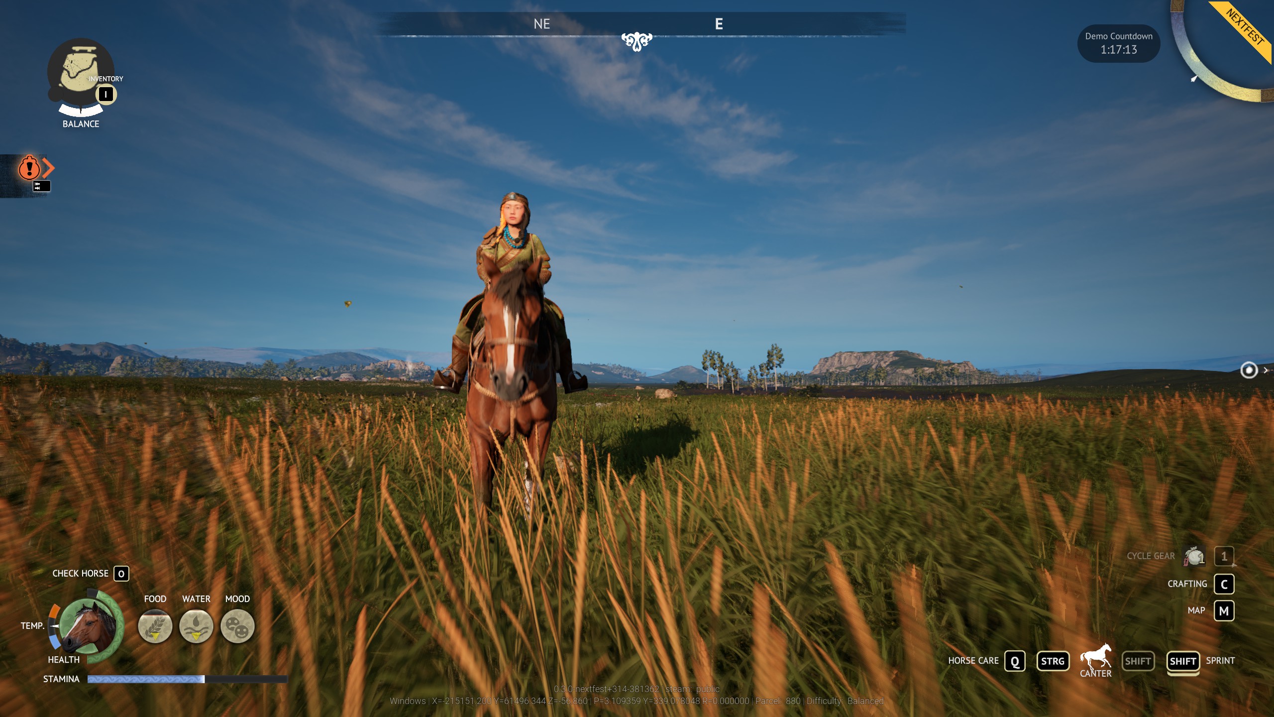 A front view of riding.