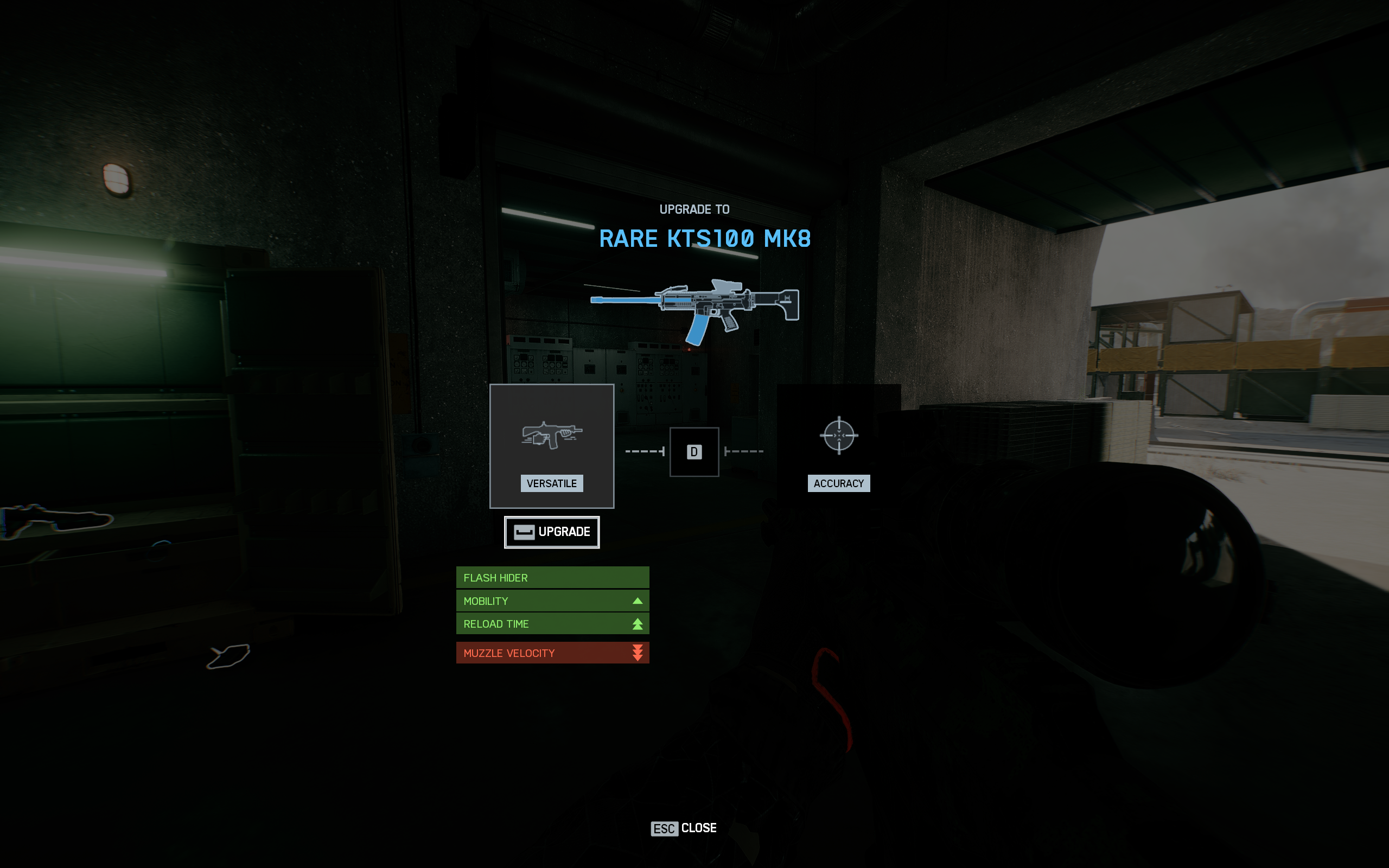 Battlefield Redsec weapon upgade kits: The MG weapon kit being used on the KTS100, providing two upgrade options.