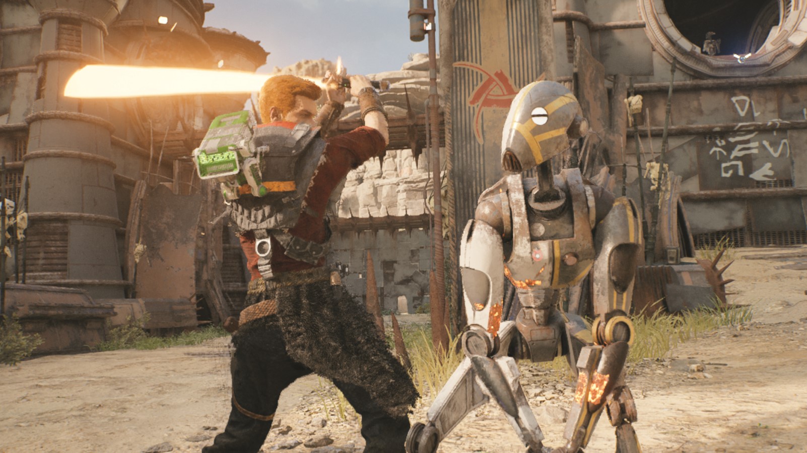 Battle droid about to get sliced