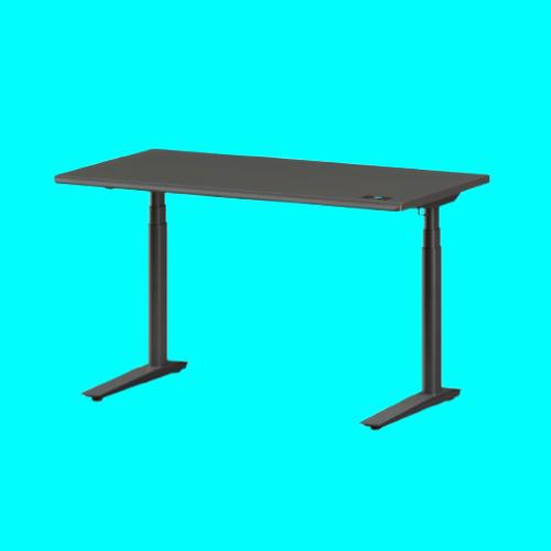 Autonomous SmartDesk 5 motorized computer desk against a blue background