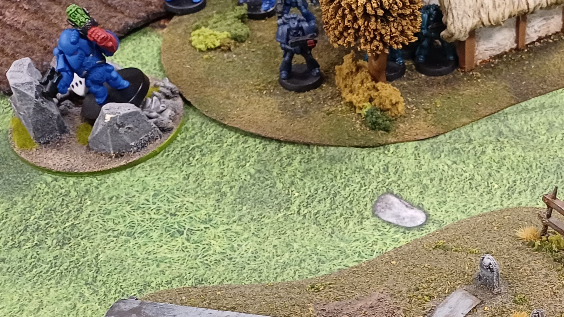 Crimson Fist space marines take cover