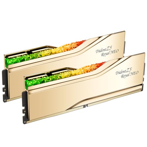 G.skill Trident Z5 Royal Neo Series Ddr5 Ram (amd Expo) 32gb (2x16gb) 6000mt/s Cl28-36-36-96 1.40v Desktop Computer Memory U-Dimm - Gold (f5-6000j2836g16gx2-Tr5ng)