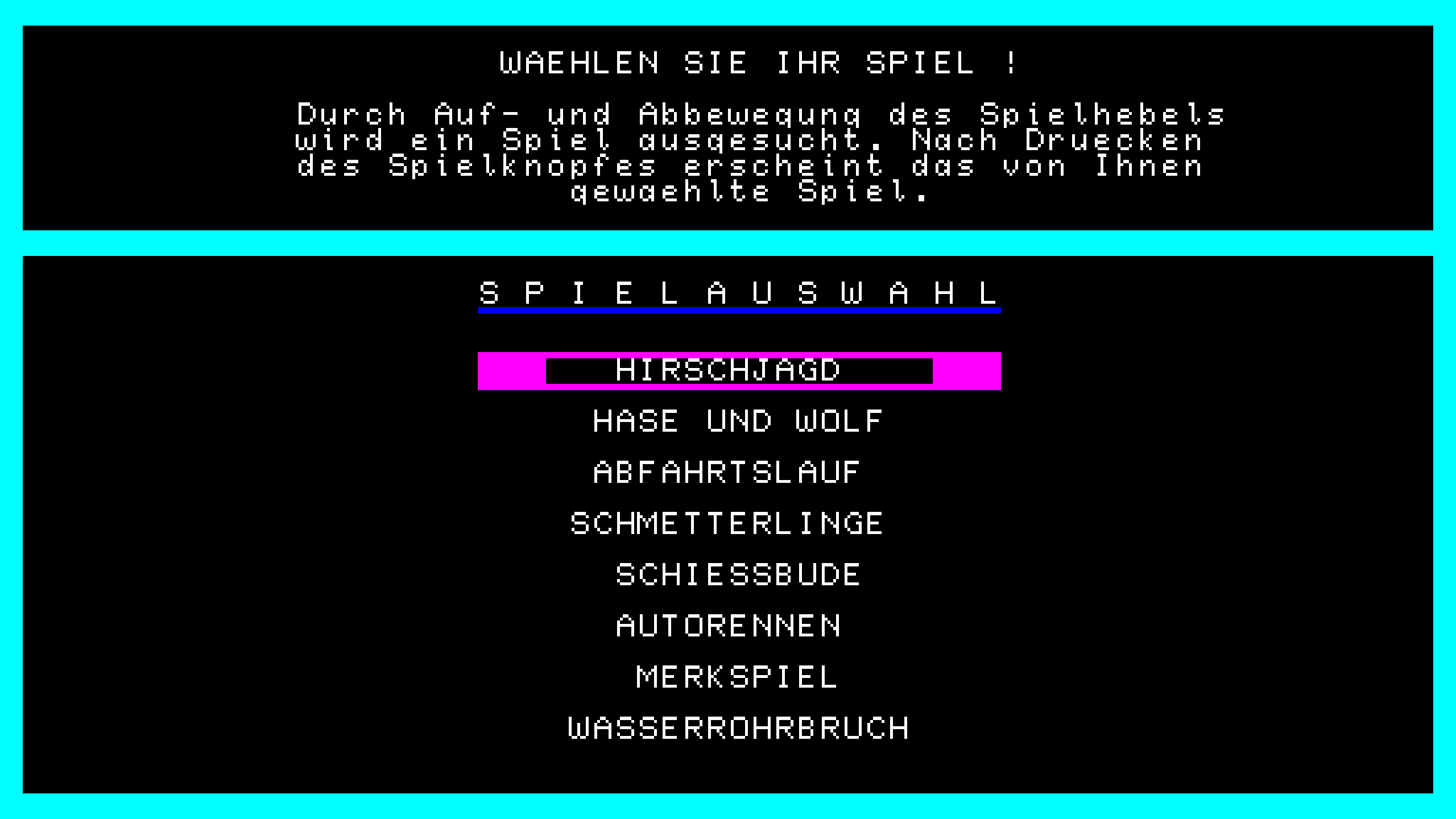 Selecting a game from the Poly-Play main menu.