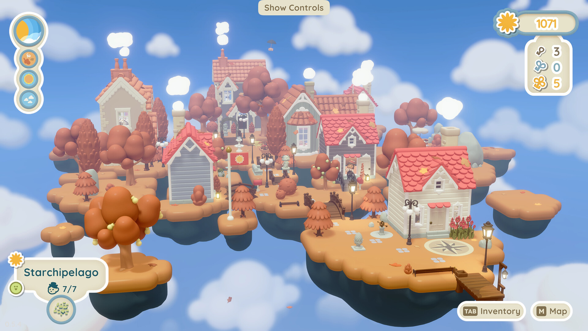 Twinkleby screenshots showing different islands and customisation options