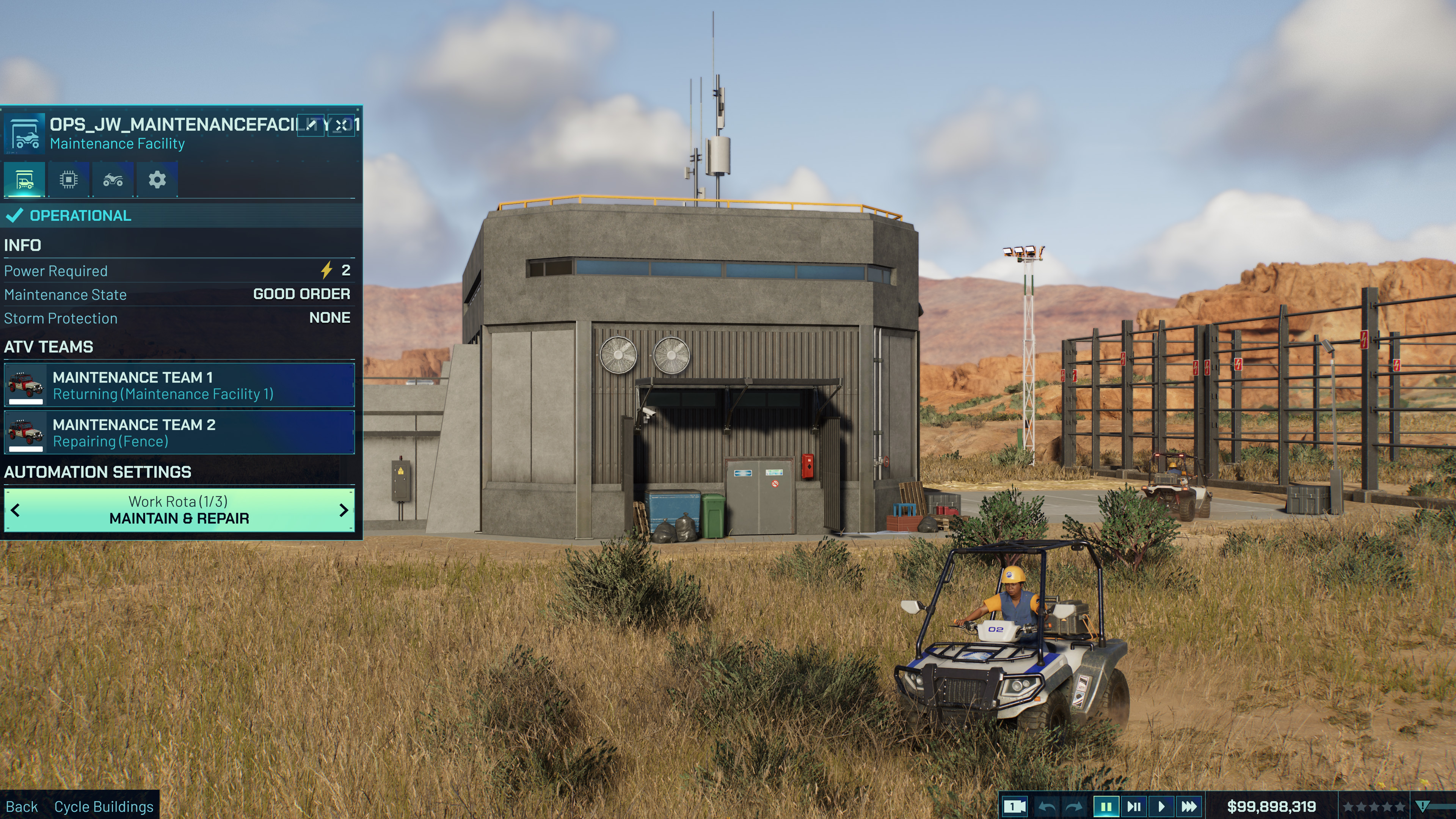 A maintenence facility in Jurassic World Evolution 3.