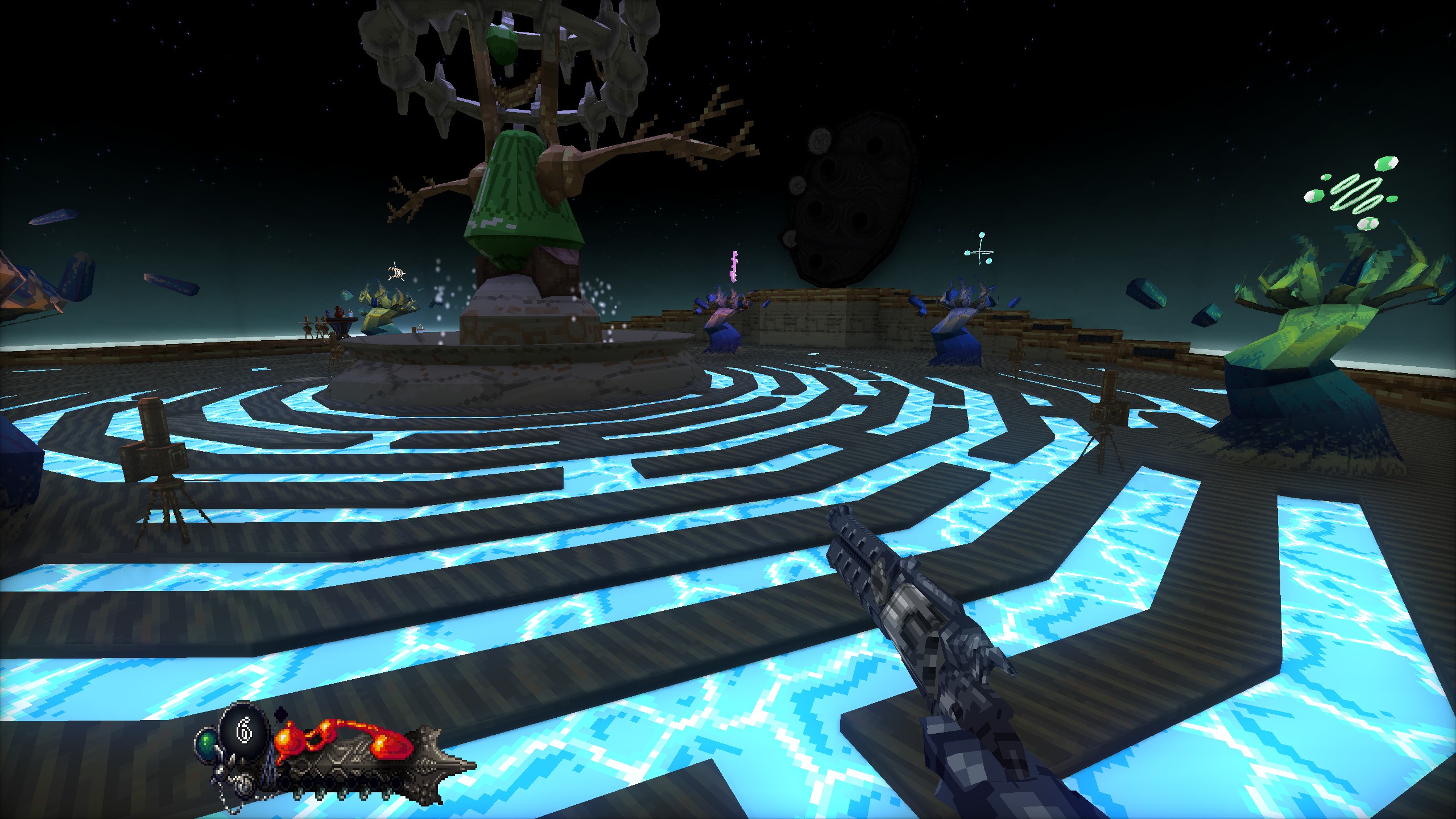 Ground view of orrery area of Mohrta with blue glowing ground.