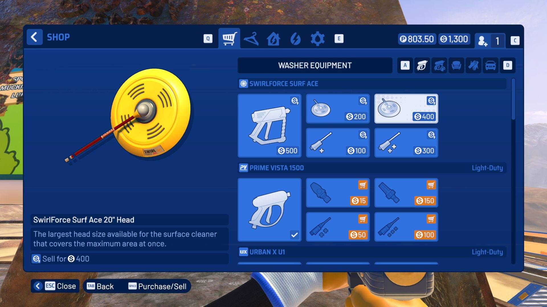 The Swirlforce Surf Ace cleaner in the PowerWash Simulator 2 shop