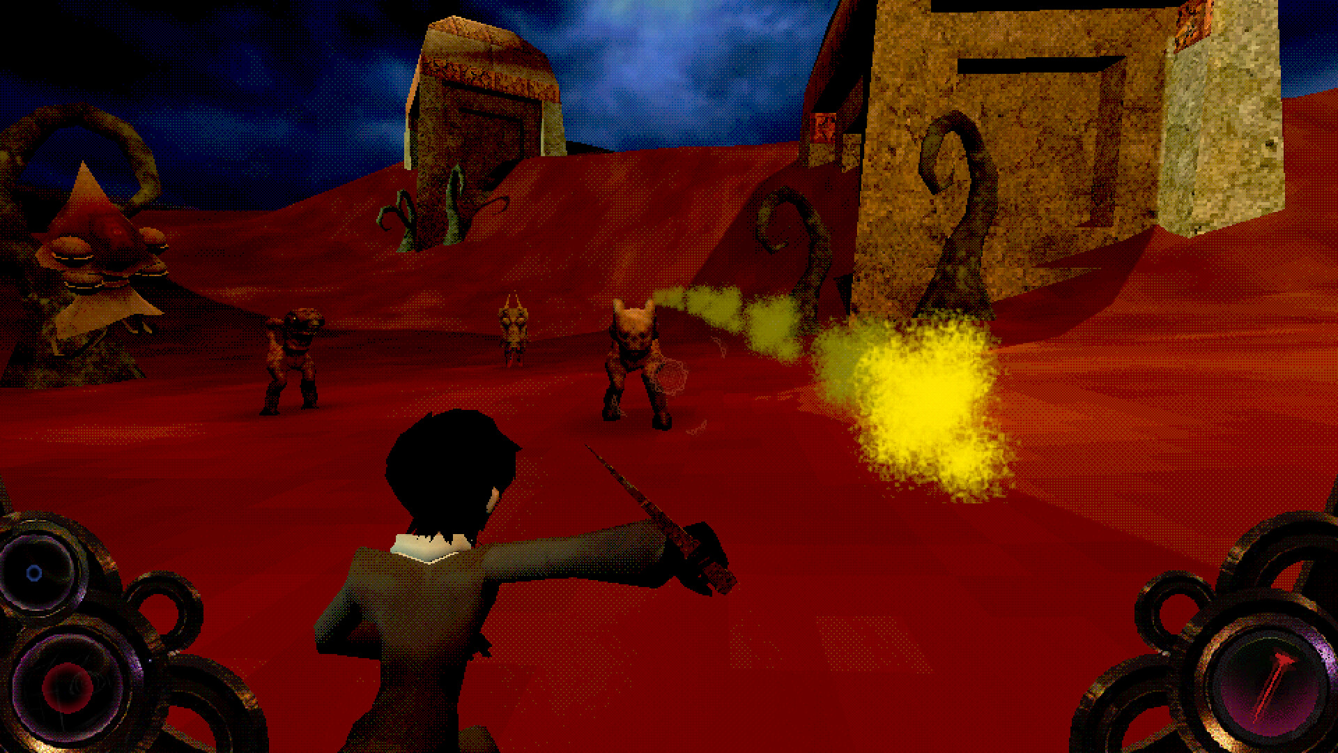 Psychopomp 2 action in more open ended environment red ground with strange ruins