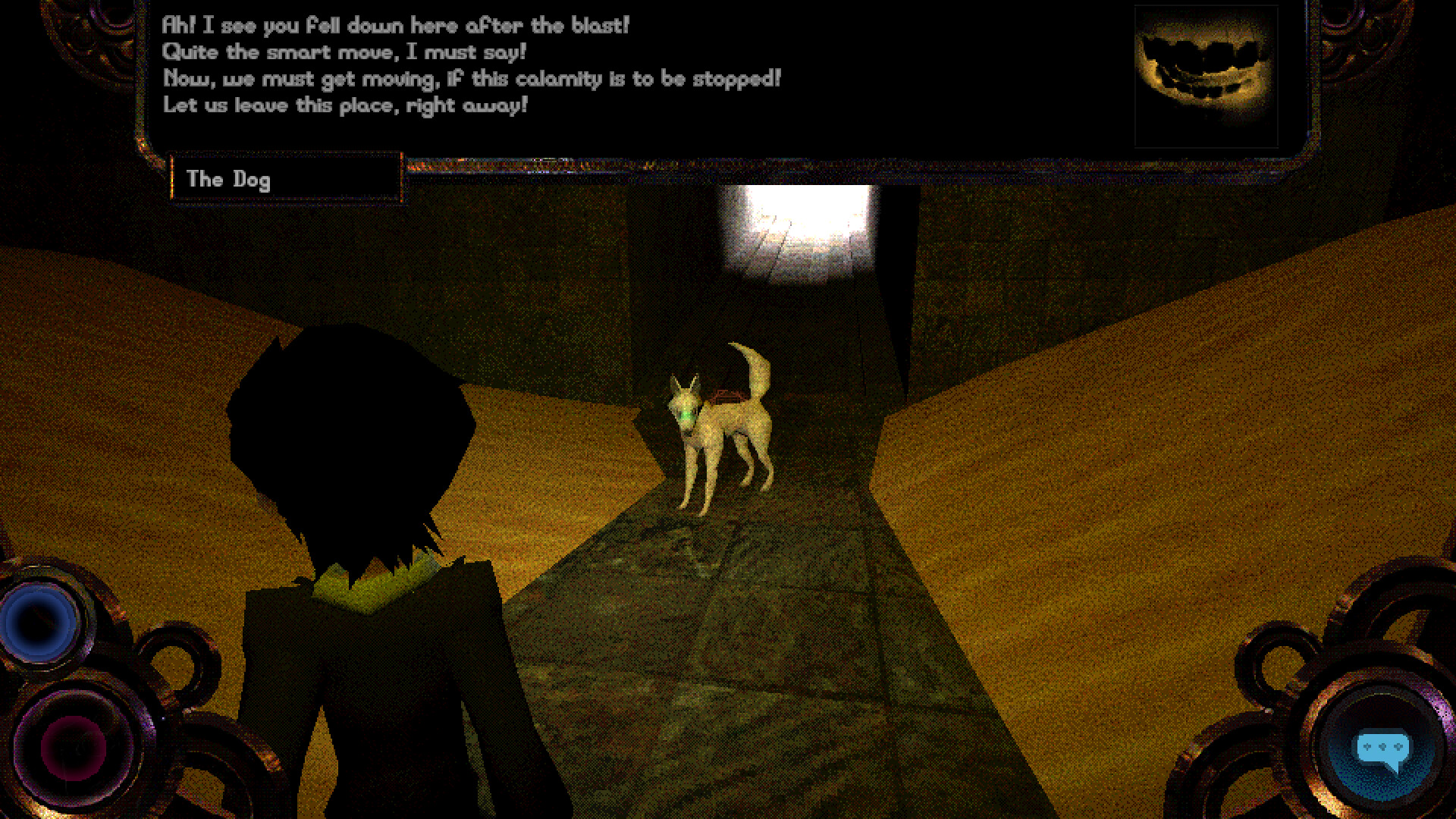 psychopomp 2 conversation with dog amid sand dunes