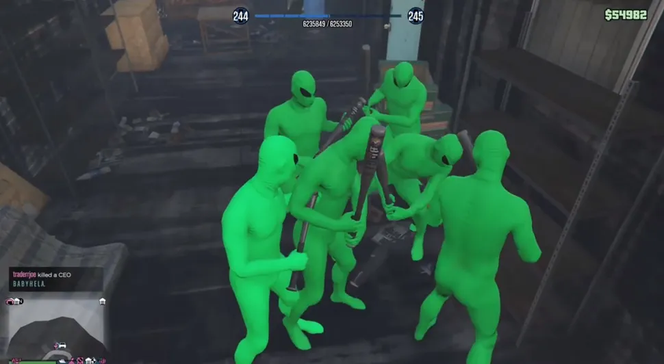 Players dressed in green bodysuits