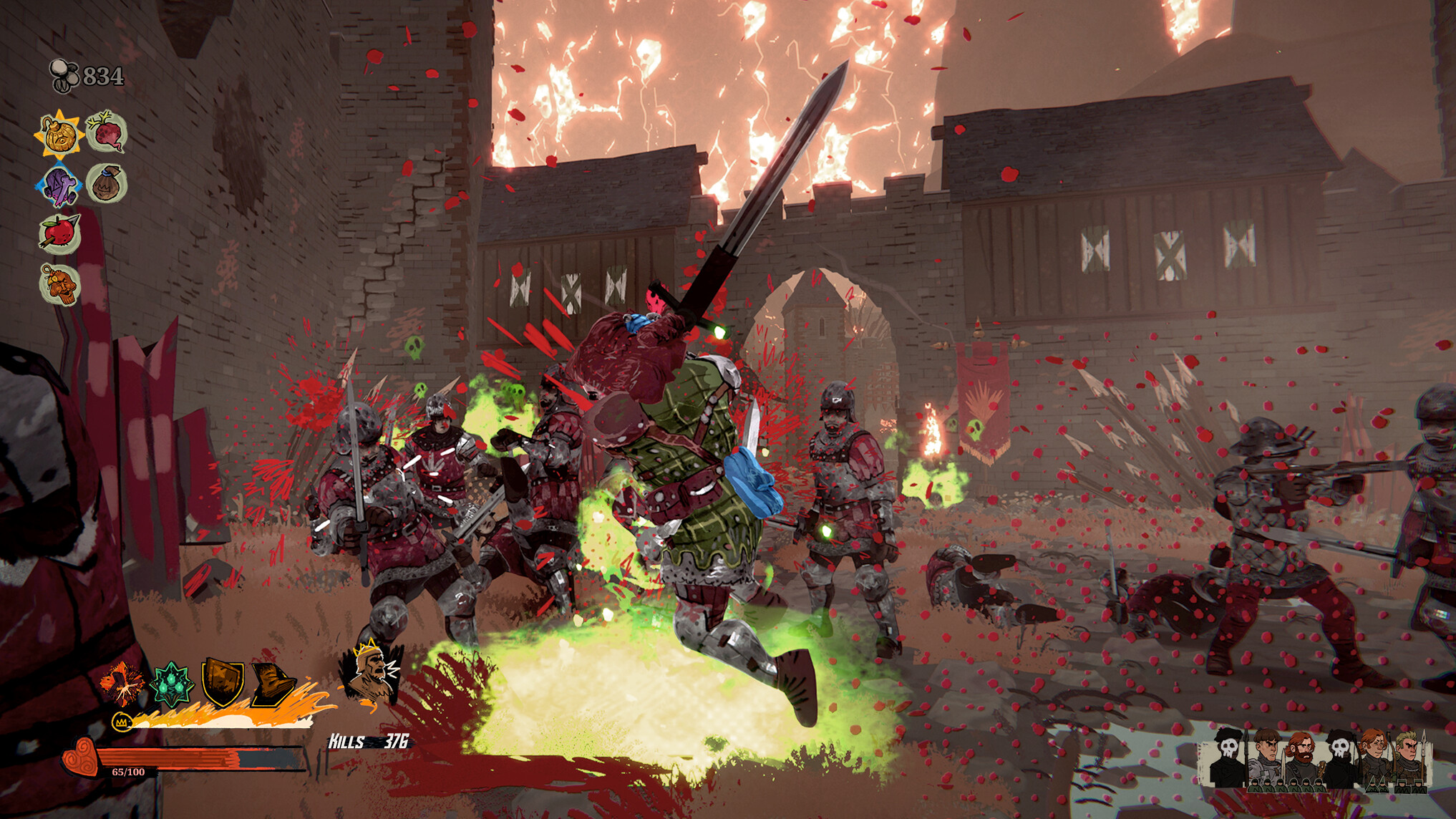 William Wallace attacks enemy troops, spreading a poison debuff.