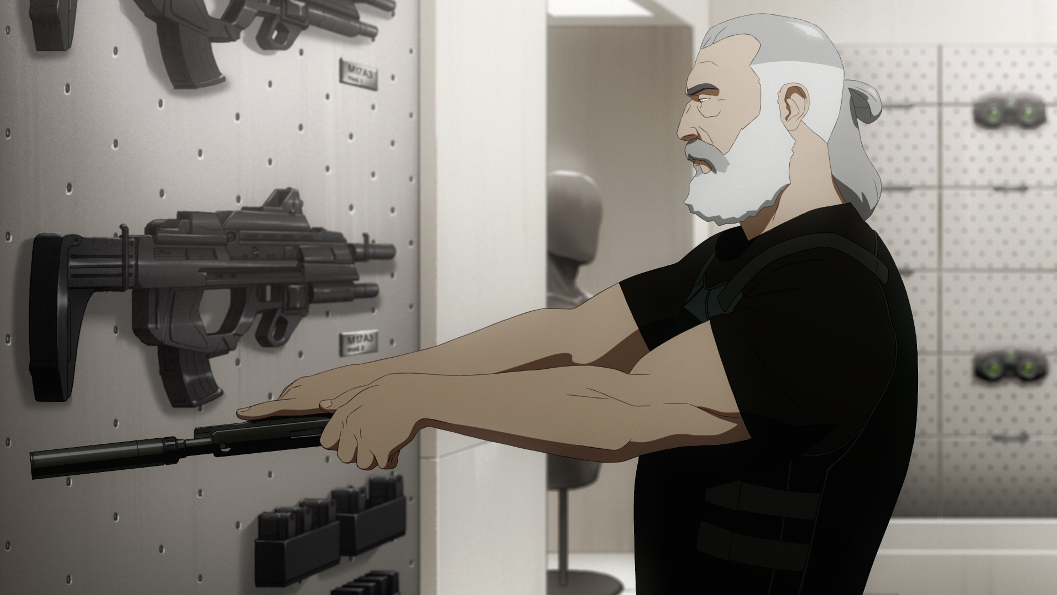 Sam Fisher loading a gun