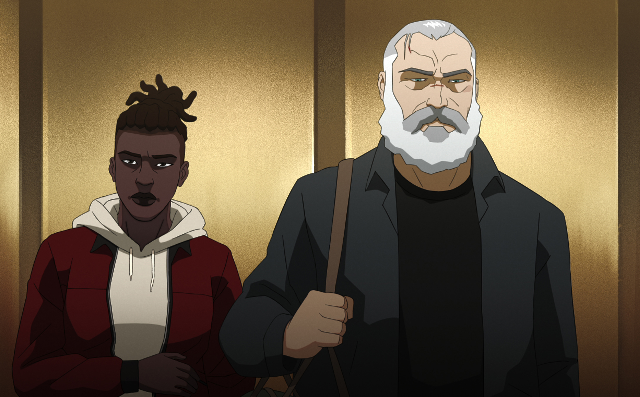 Sam and McKenna in an elevator