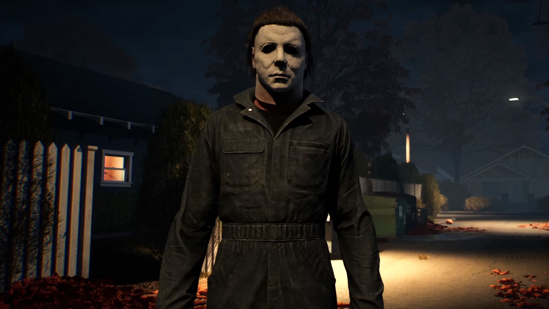 Michael Meyers standing in the middle of the street in Halloween: The Game