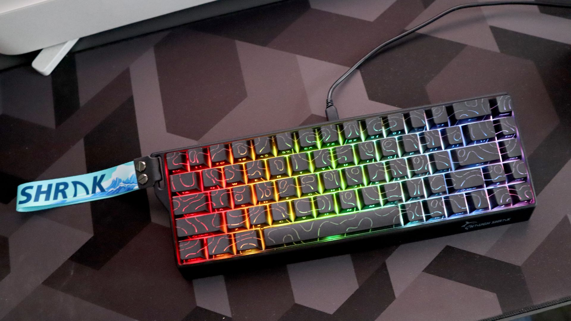 GAMAKAY x NaughShark NS68 gaming keyboard on a desk.