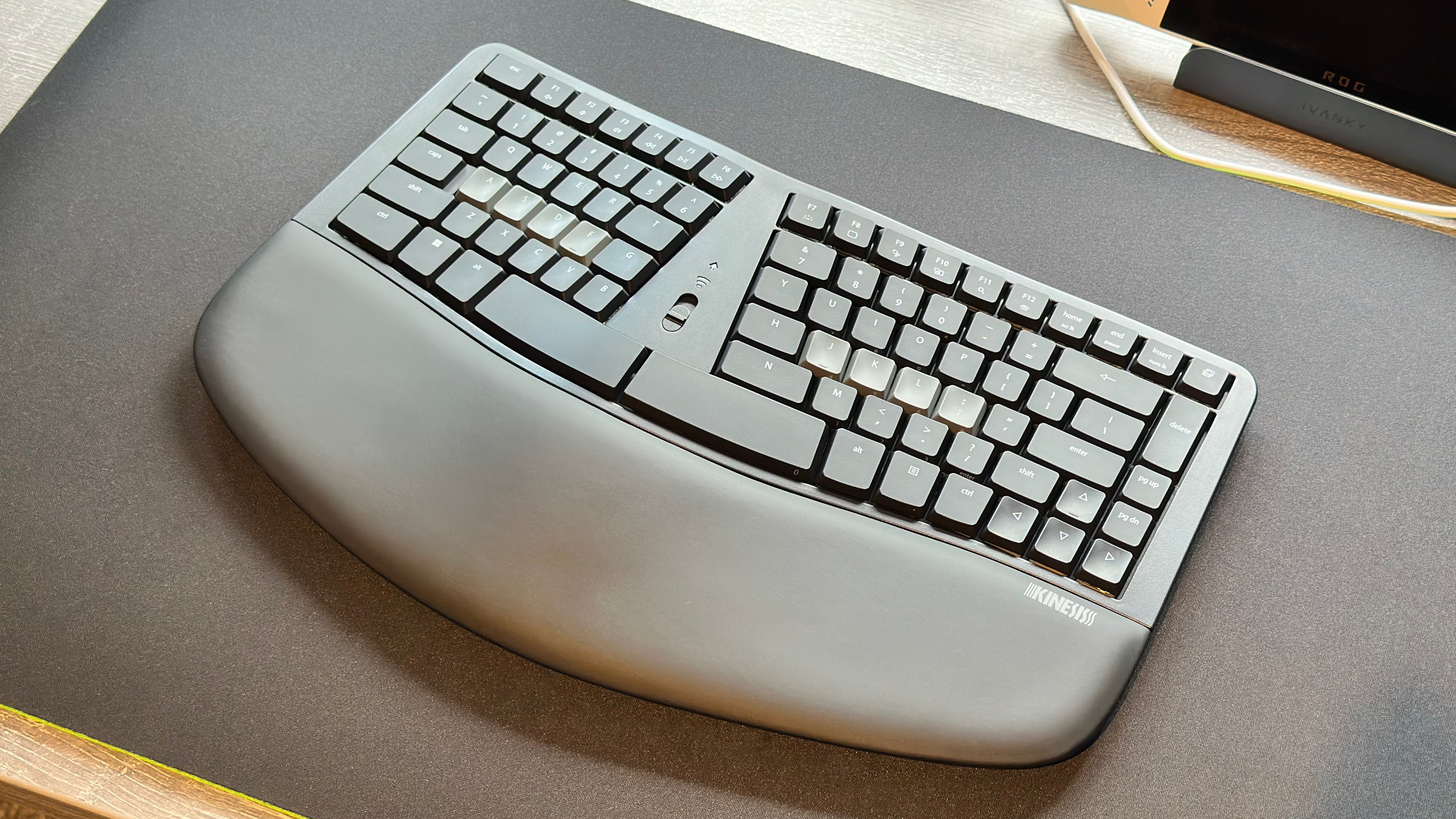 A photo of the Kinesis mWave ergonomic mechanical keyboard