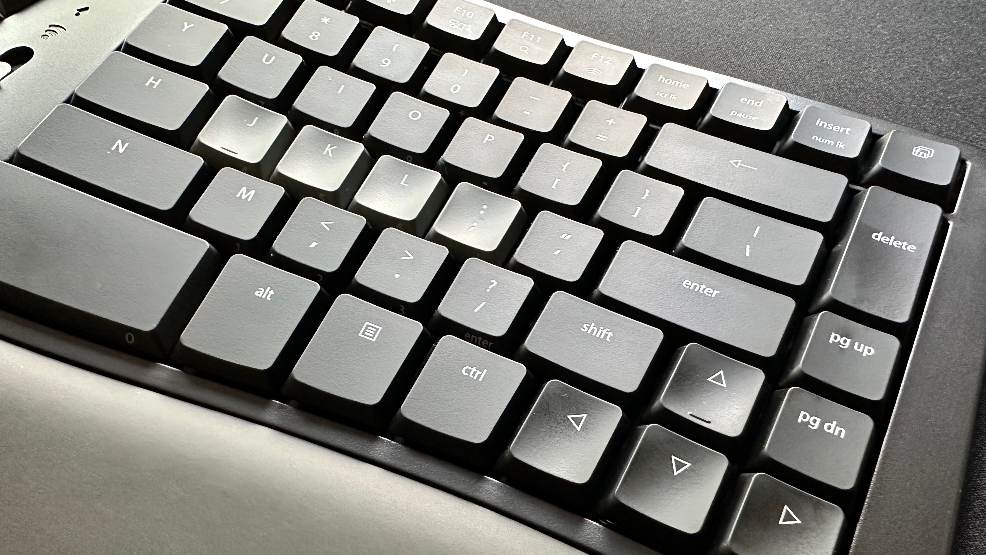A photo of the Kinesis mWave ergonomic mechanical keyboard