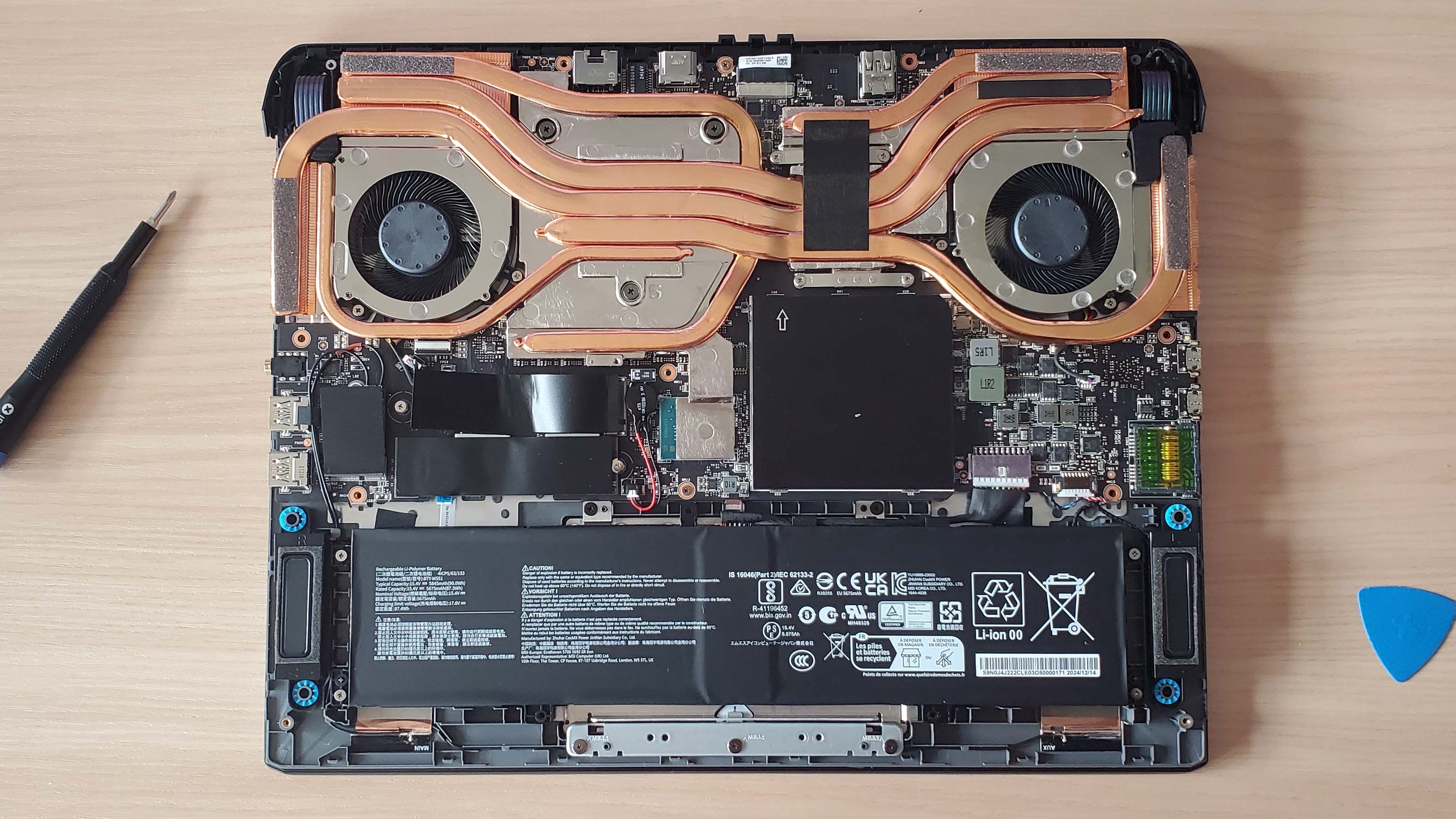 MSI vector 16 HX AI gaming laptop with the underside exposed