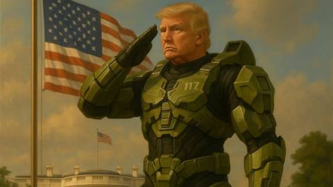 Trump Takes Break From Destroying White House To Post AI-Generated Halo Meme