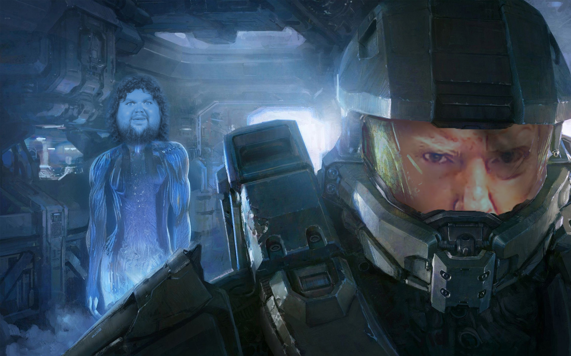 Donald Trump as Master Chief and JD Vance as Cortana