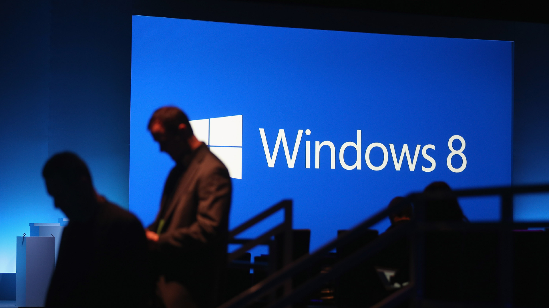 NEW YORK, NY - OCTOBER 25: The Microsoft Windows 8 logo is displayed following a press conference unveiling the Microsoft Windows 8 operating system on October 25, 2012 in New York City. Windows 8 offers a touch interface in an effort to bridge the gap between tablets and personal computers. (Photo by Mario Tama/Getty Images)