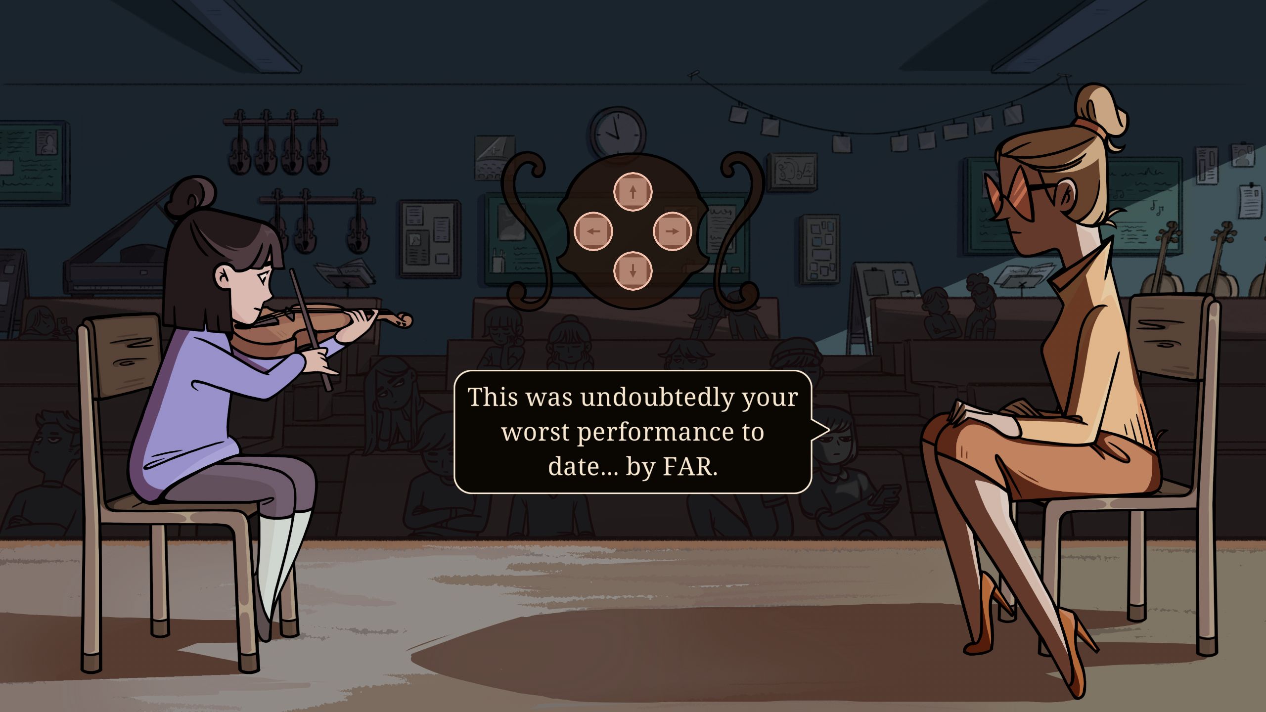 As a young girl, Constance struggles to learn the violin