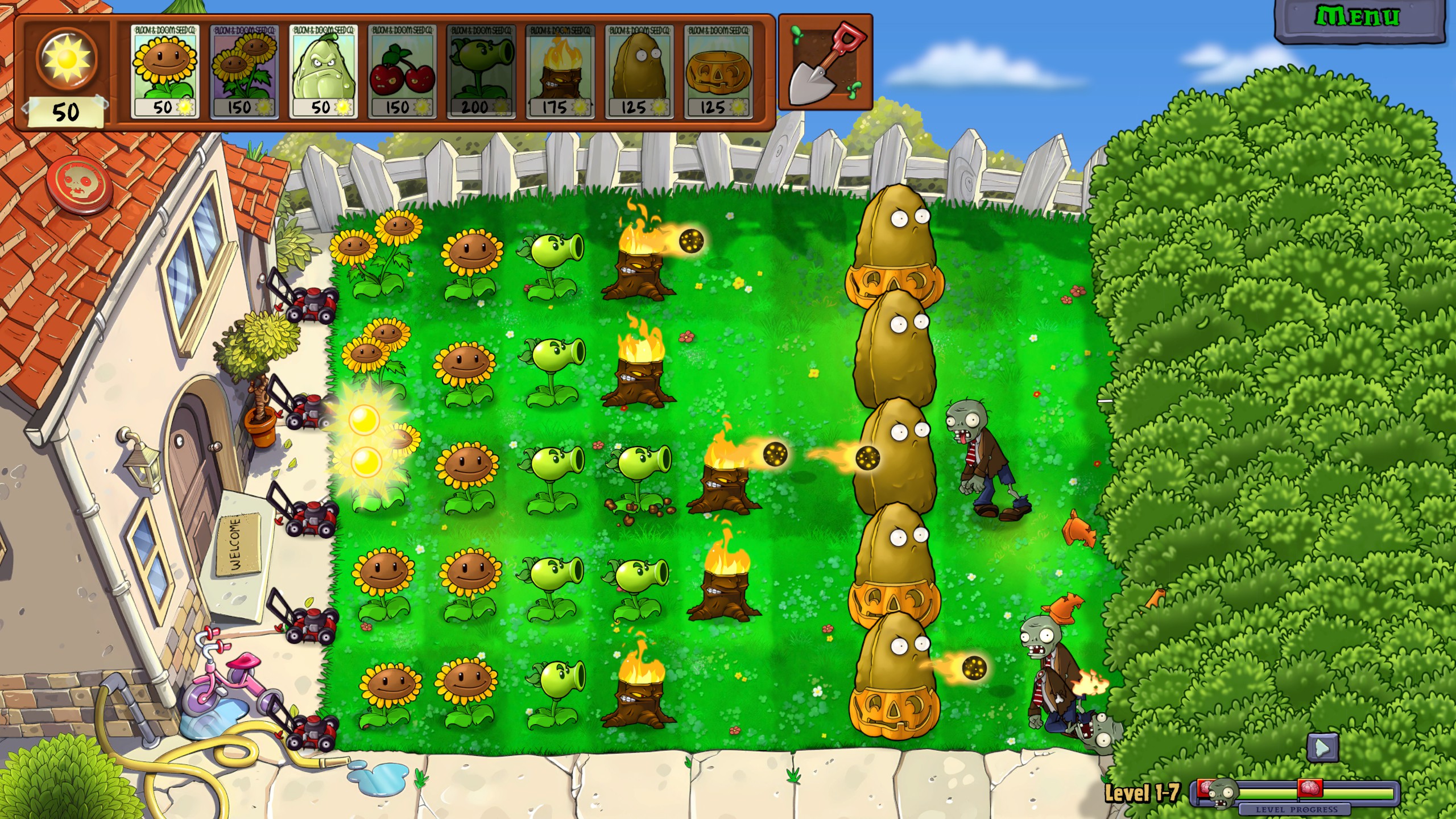 Plants vs Zombies lawn level