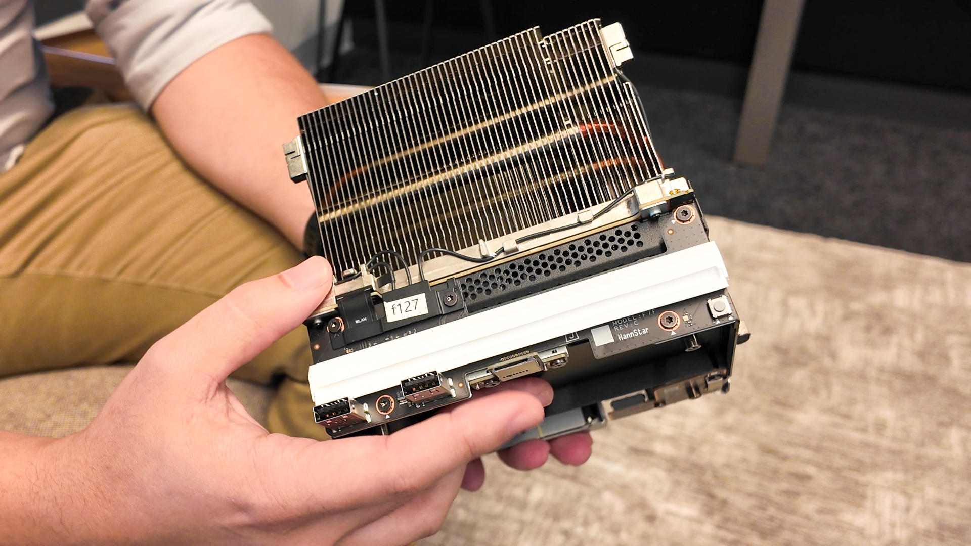 Valve's new Steam Machine during a visit to Valve HQ in Bellevue, Washington. The Steam Machine is a compact living room gaming PC.