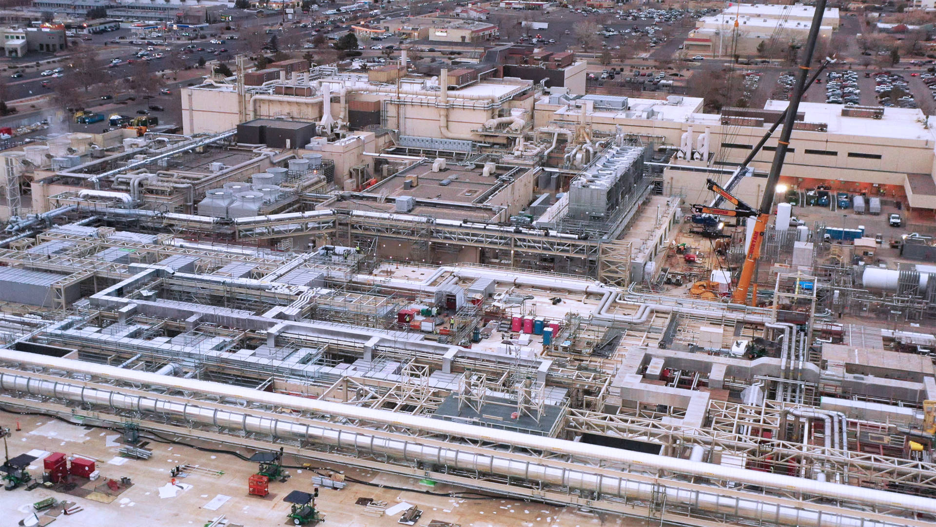 A drone photo of Intel’s new Fab 9 in Rio Rancho, New Mexico, in January 2024.