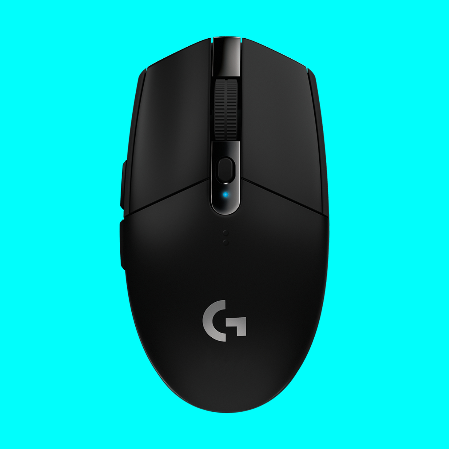 The Logitech G305 Lightspeed gaming mouse on a light blue background