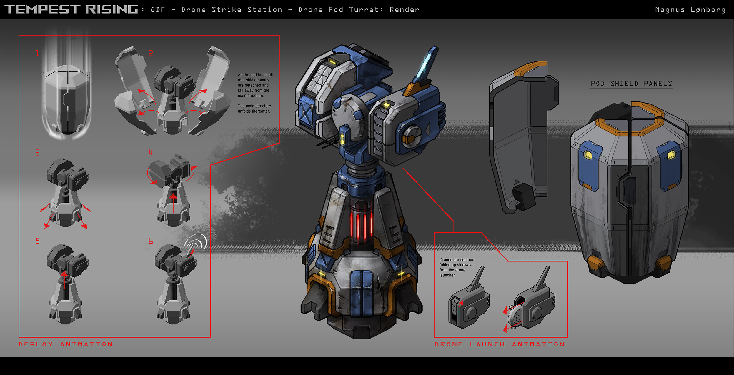 Concept are of a drone turret in Tempest Rising