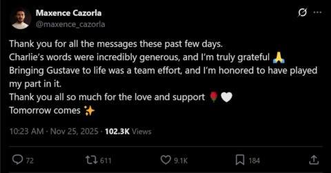 The circle is closed as Clair Obscur mocap actor Maxence Cazorla thanks Charlie Cox for his kind words: ‘Bringing Gustave to life was a team effort, and I’m honored to have played my part in it’