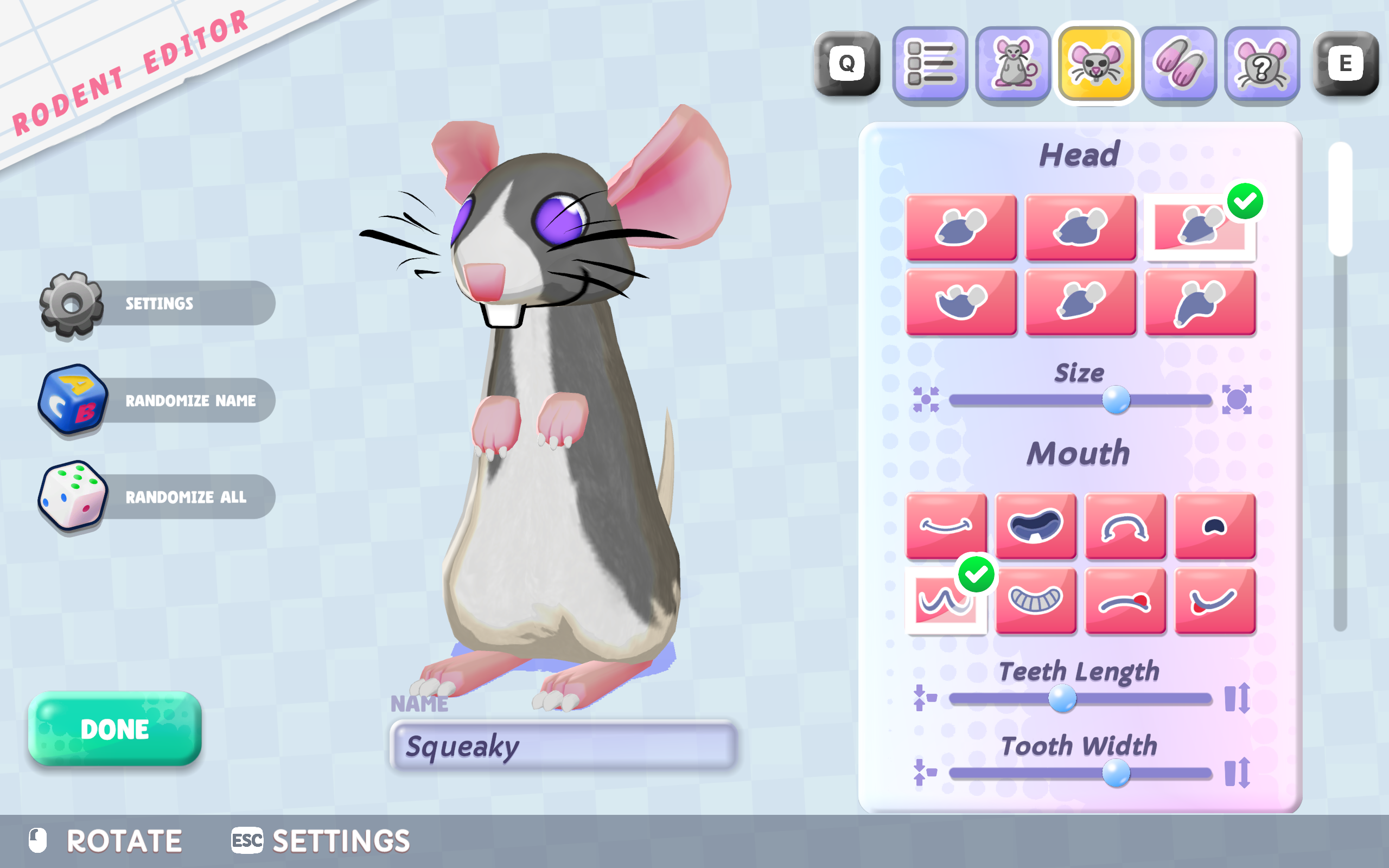 Customizing a cute rat in Squeakross