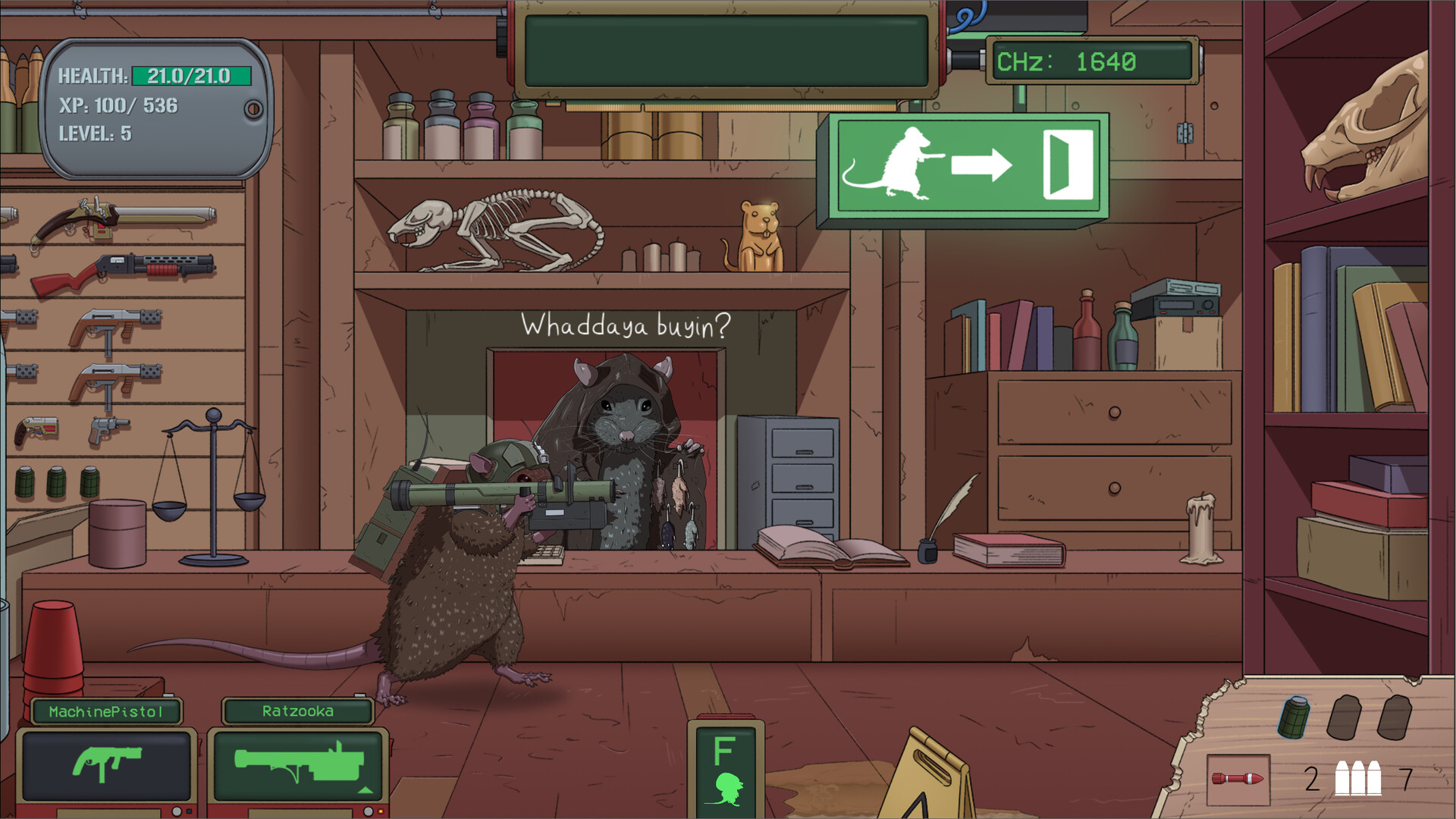 The rat gun shop in War Rats.