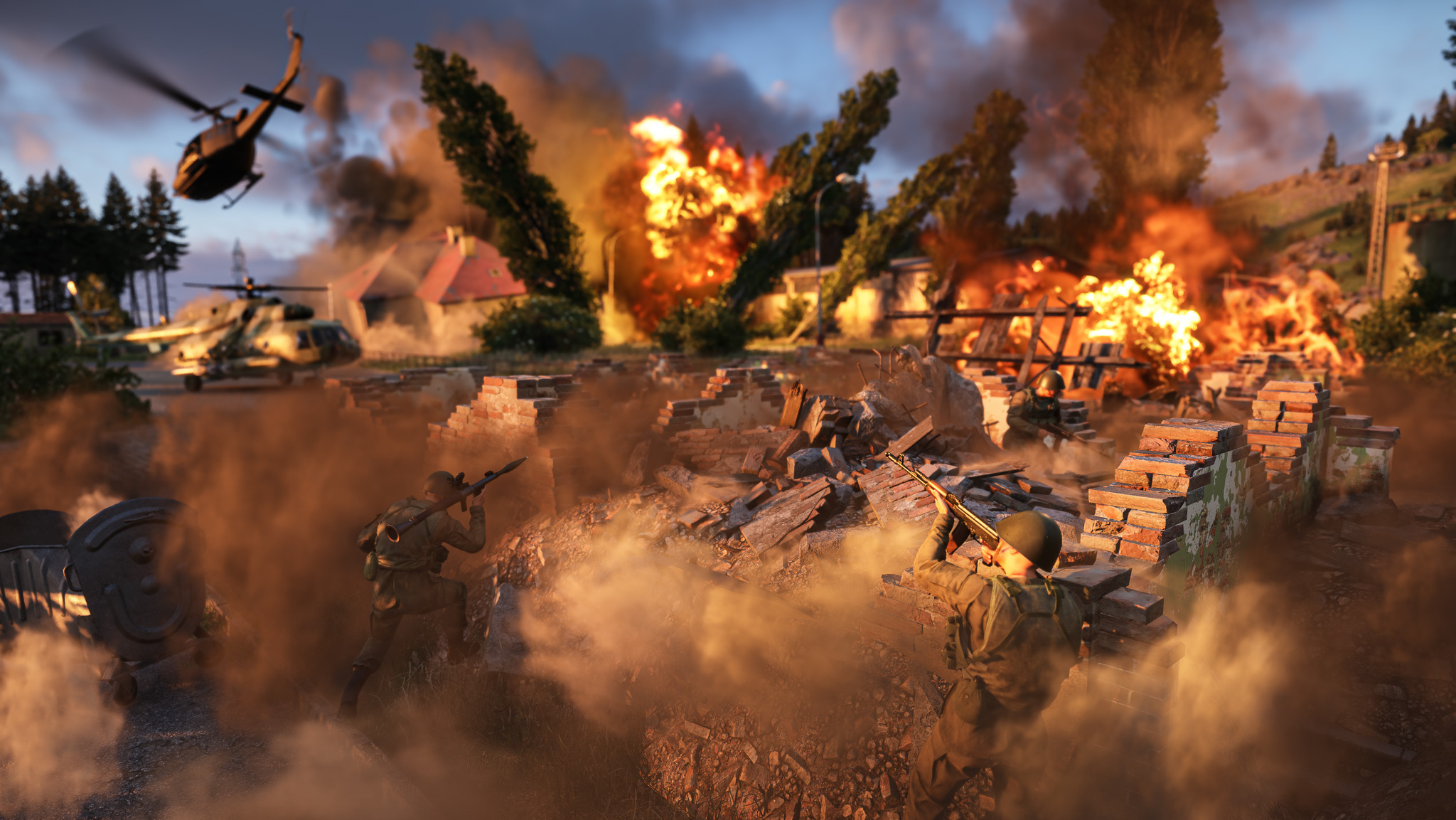 Bohemia Interactive shows off the destructive power of its helicopters and mortars in ArmA Reforger