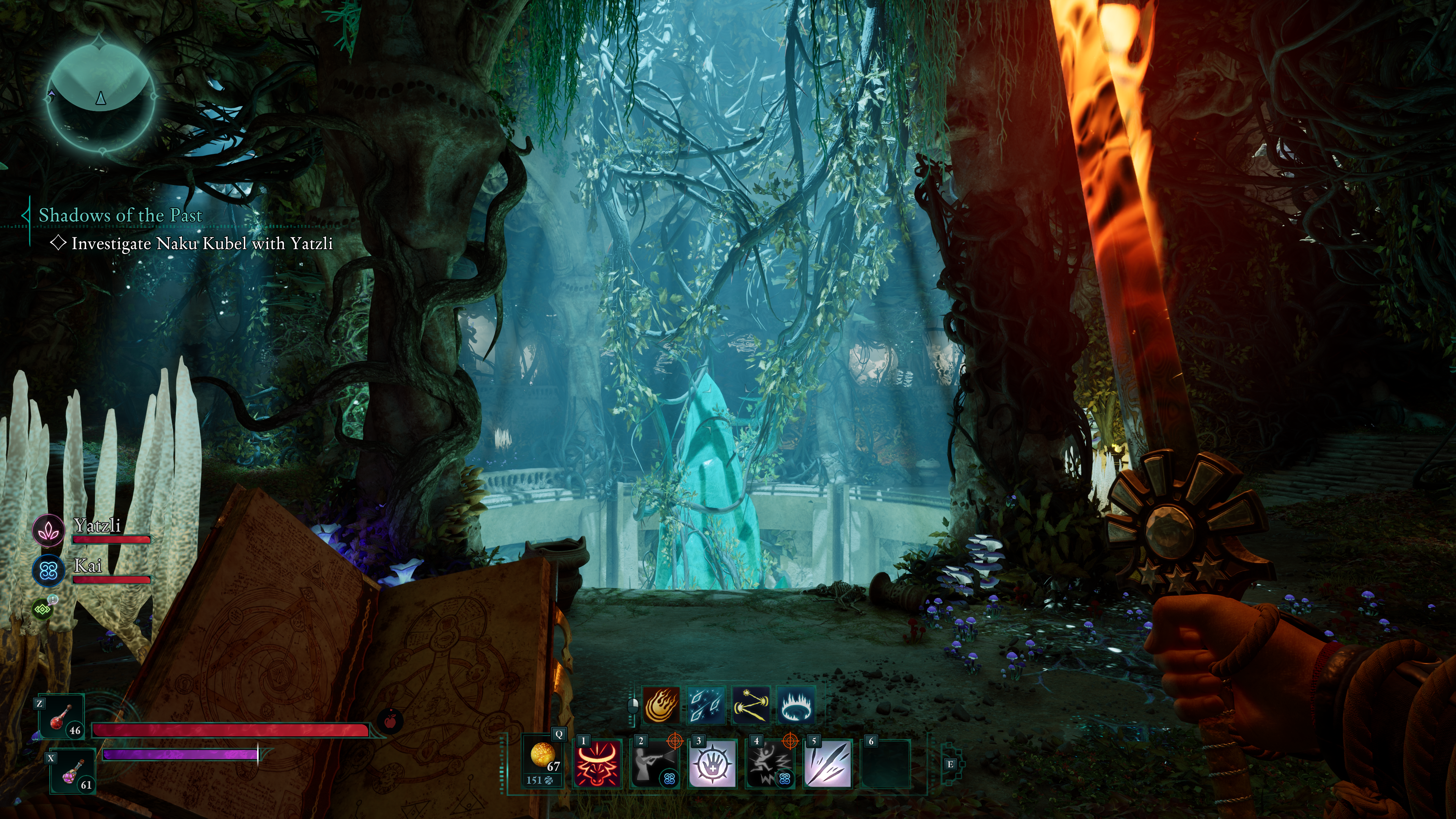 A foliage-filled cave in Avowed