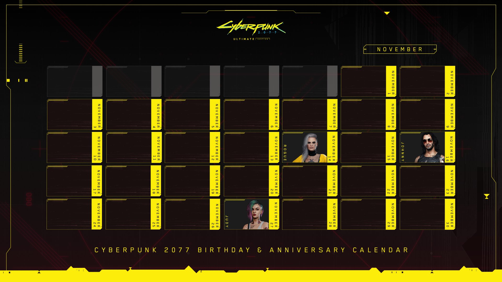 Cyberpunk 2077 November birthdays