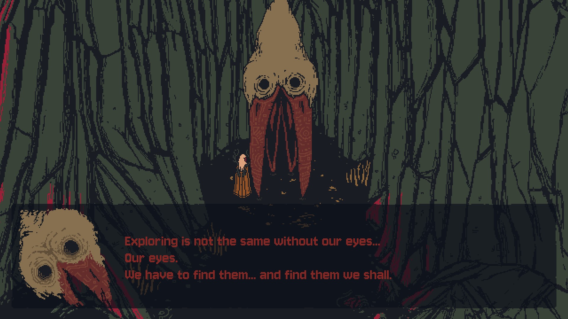 A conversation with a strange double-headed bird creature in Death Howl.