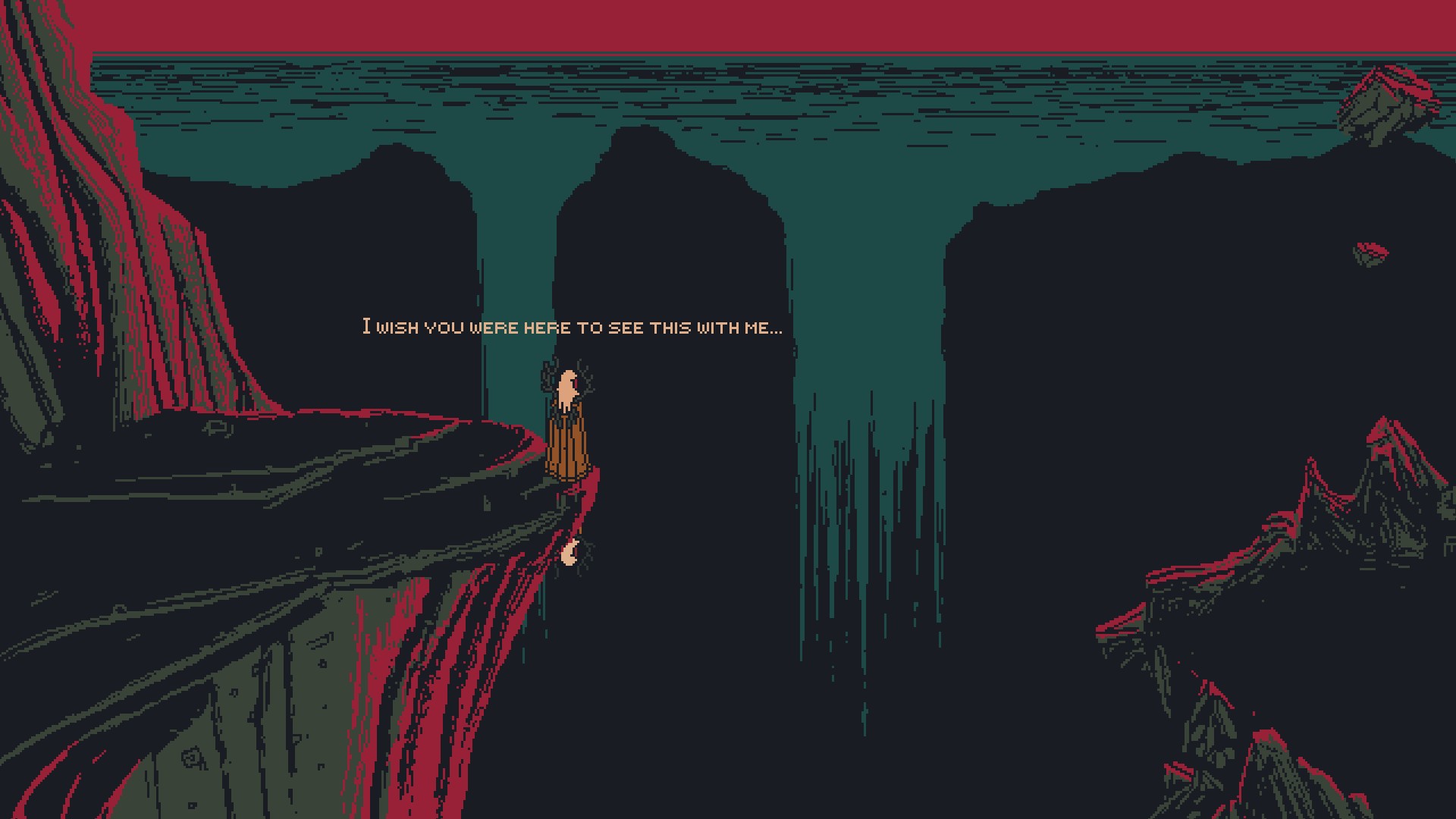 Looking out over the edge of a cliff in Death Howl.