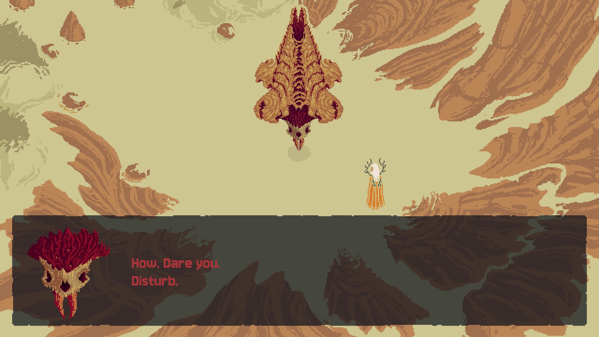 A conversation with a strange entity in Death Howl.