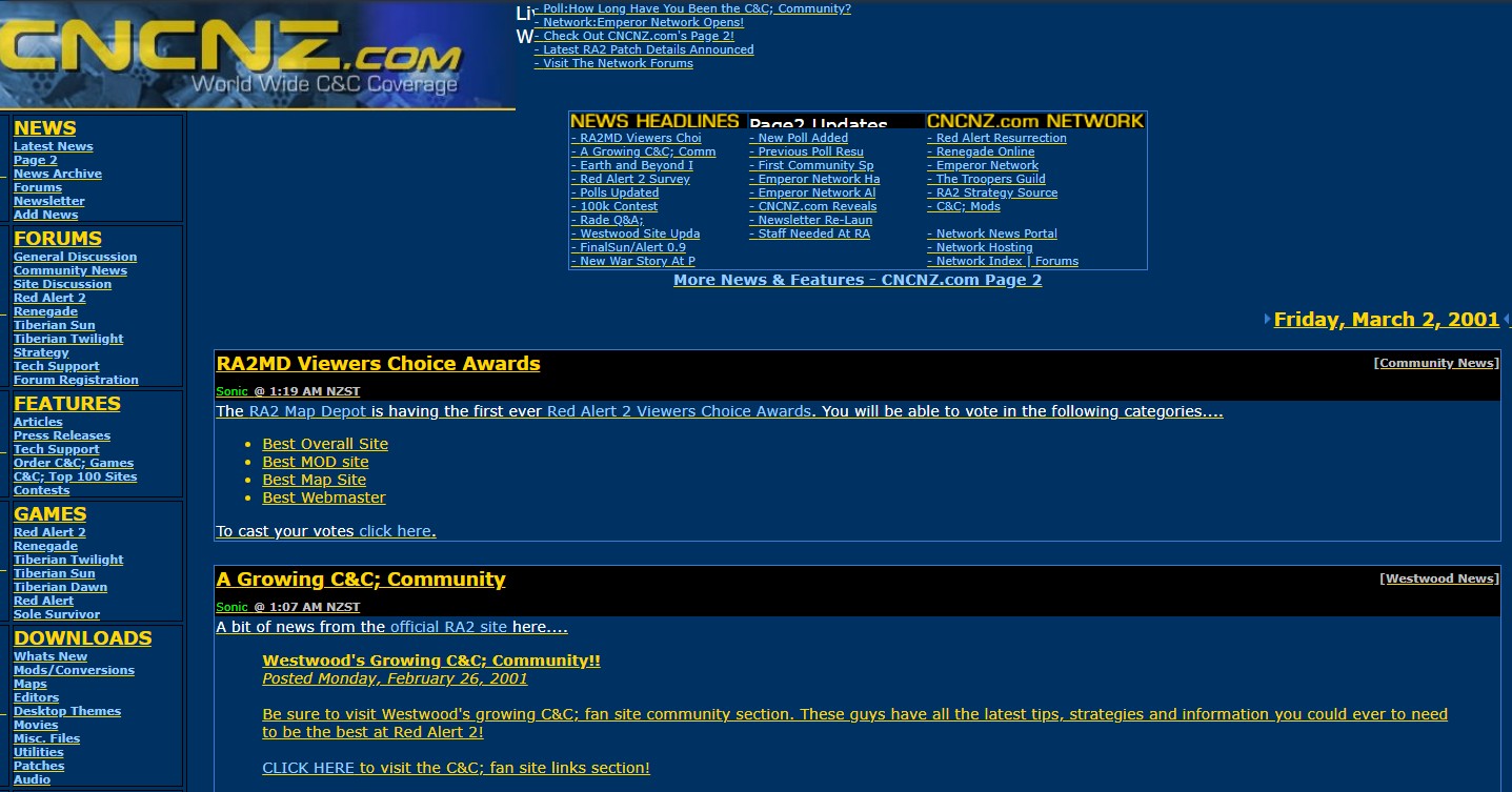 Command & Conquer fansite CNCZ in 2001